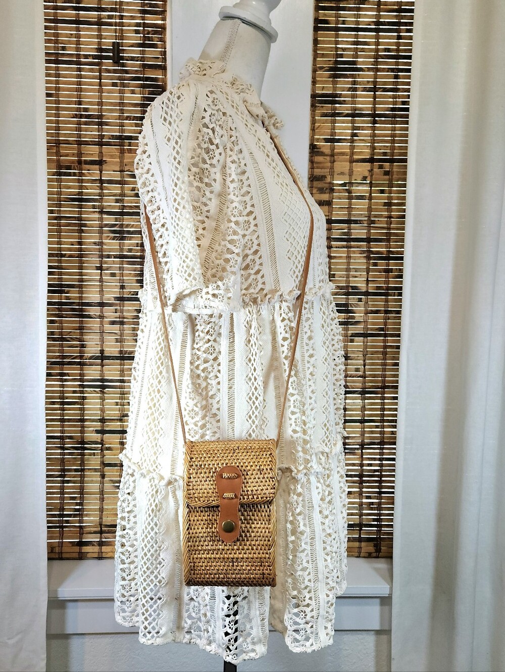 Collection XIIX Woven Rattan Crossbody Bag